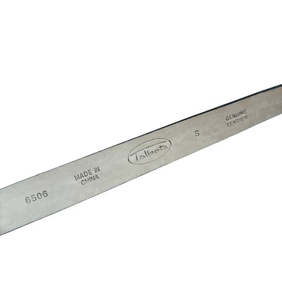 Talbots Navy Blue leather belt brass buckle textured braided classic preppy S - Picture 3 of 7